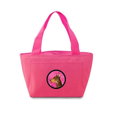 Carolines Treasures Carolines Treasures SS4744-PK-8808 Pink Doberman Zippered Insulated School Washable And Stylish Lunch Bag Cooler SS4744-PK-8808